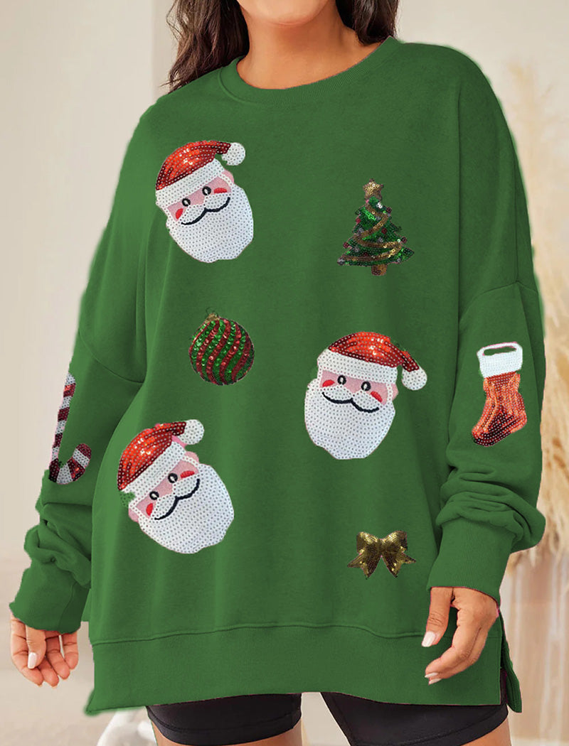 Santa and Christmas Tree Embellished Top