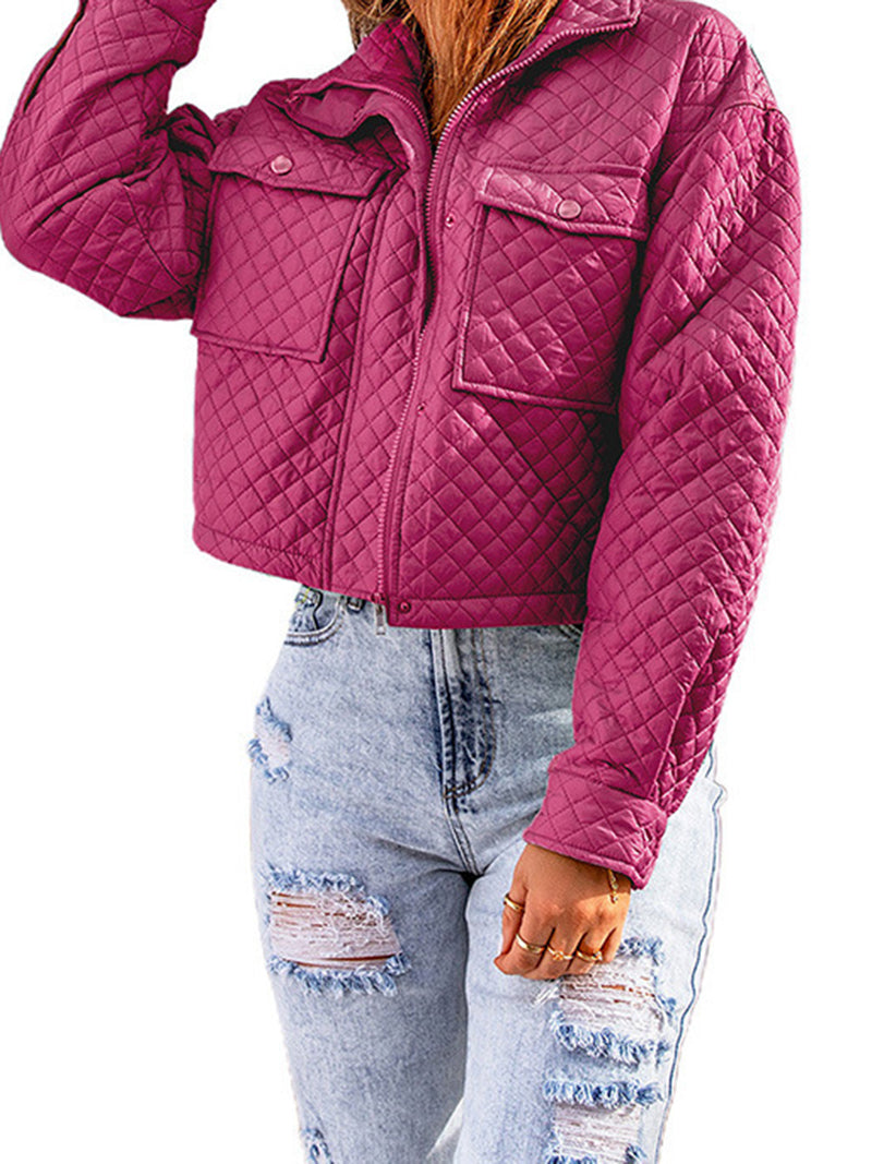Quilted Cropped Zip-Up Jacket