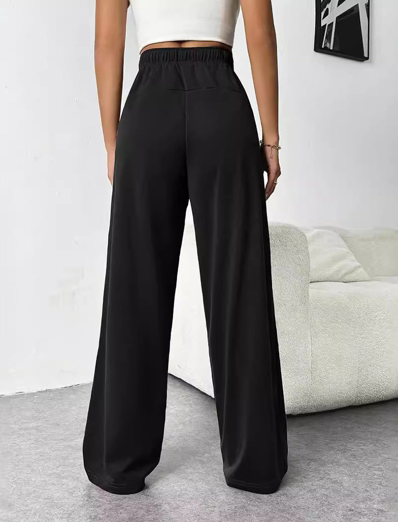Drawstring High-Rise Wide-Leg Pants