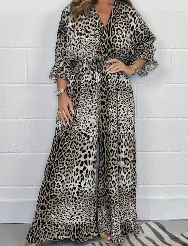 Leopard Print Wide-Leg Jumpsuit