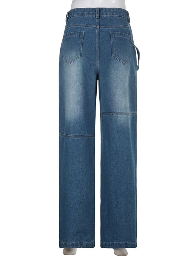 Relaxed Fit Cargo Denim Pants