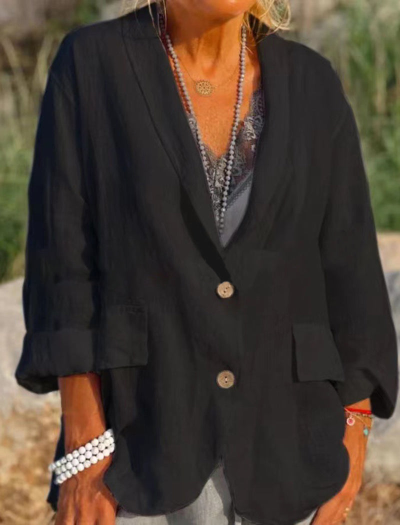 Relaxed Fit Button-Up Blazer