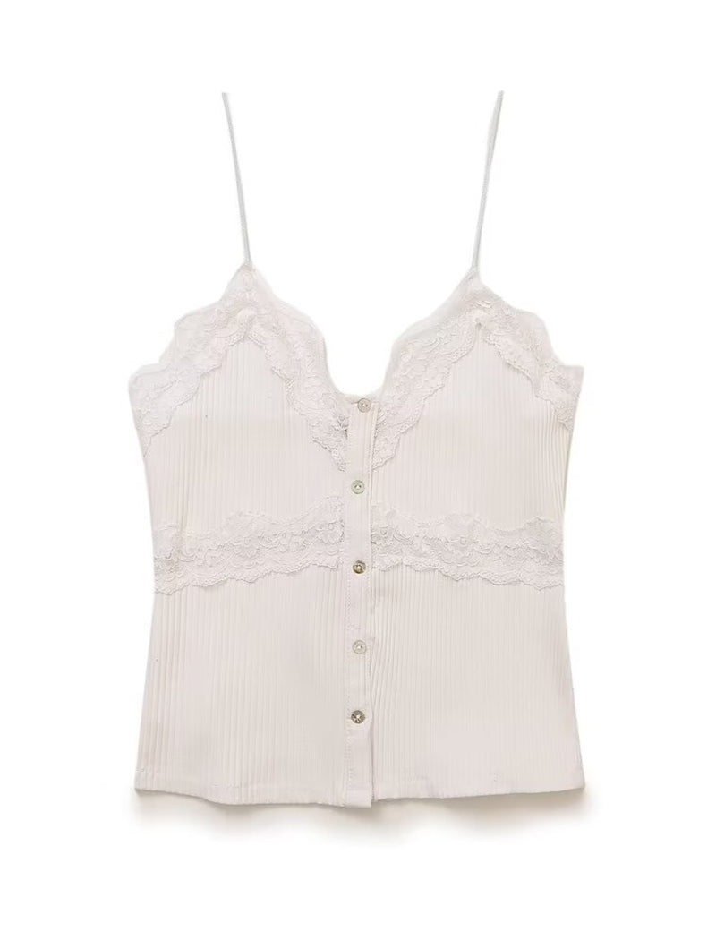 Lace Ribbed Camisole Top