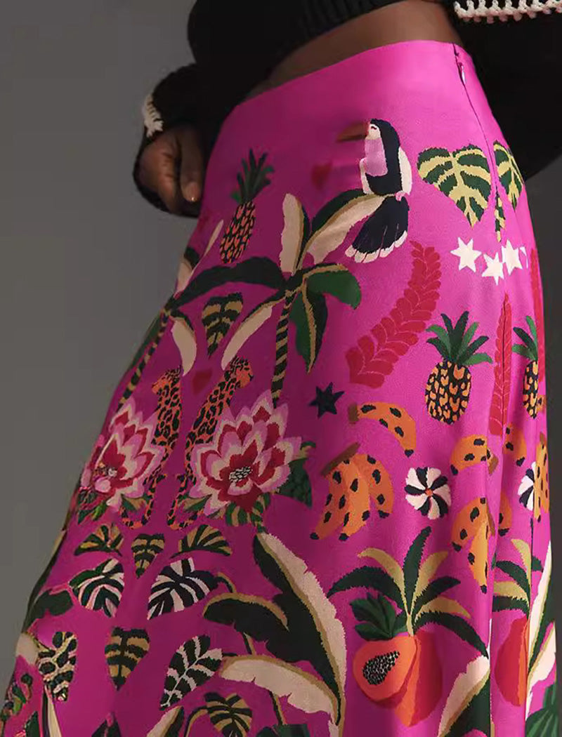 Floral Print High-Waisted Maxi Skirt