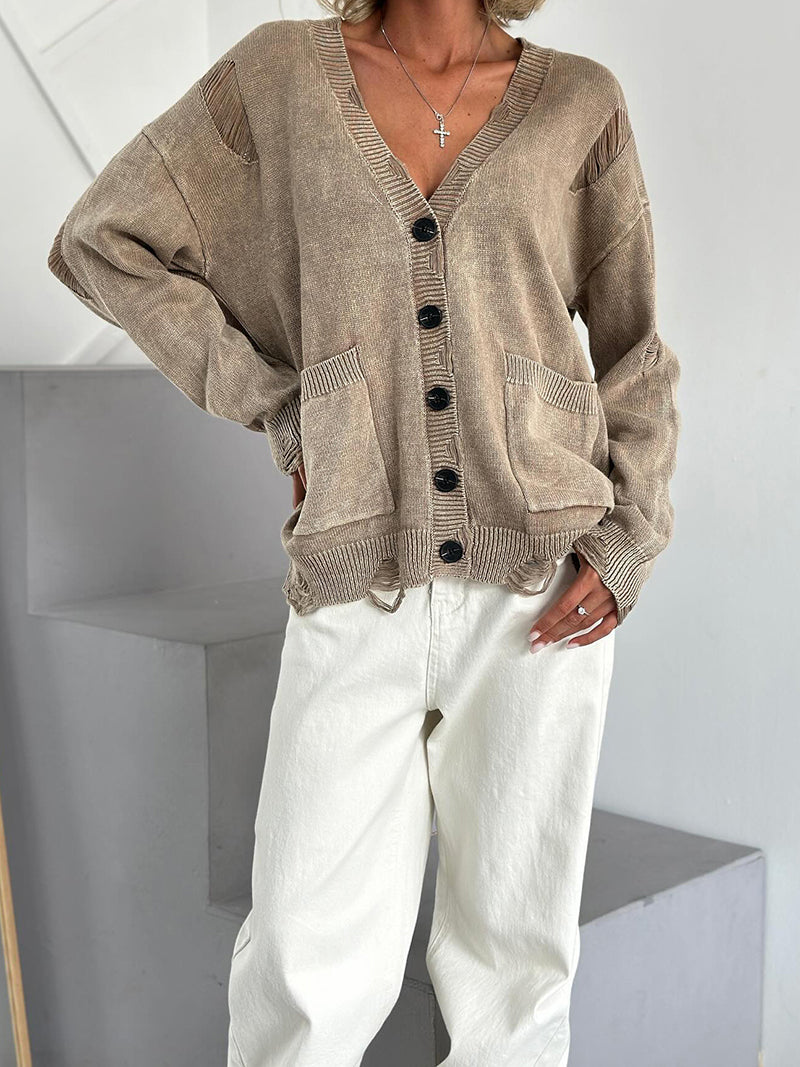 Distressed Pocket Cardigan