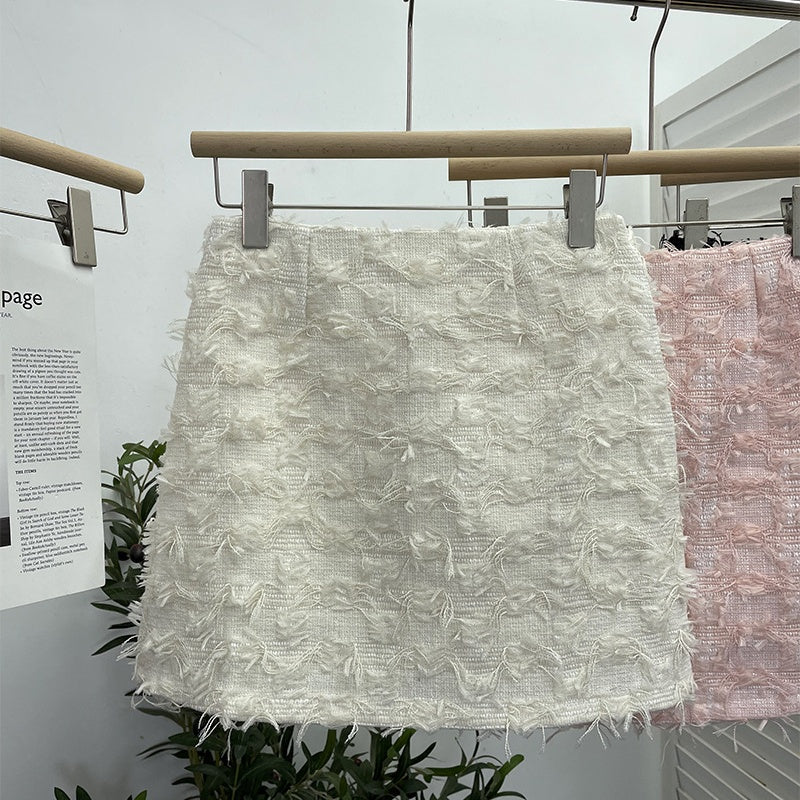 Frayed Tweed Mini Skirt