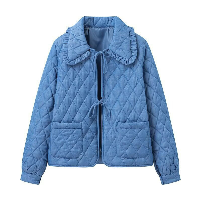 Ruffle Collar Quilted Jacket