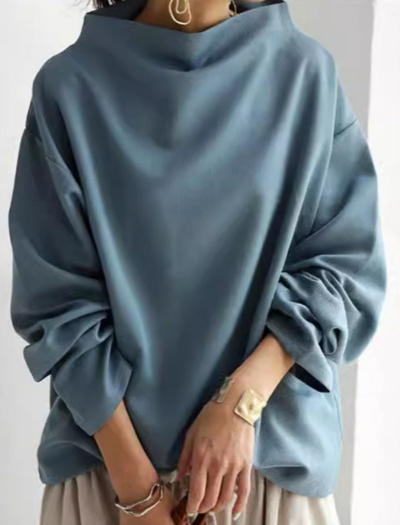 Relaxed Fit Mock Neck Top
