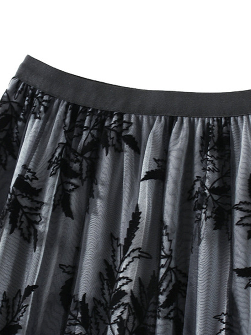 Floral Print Pleated Skirt