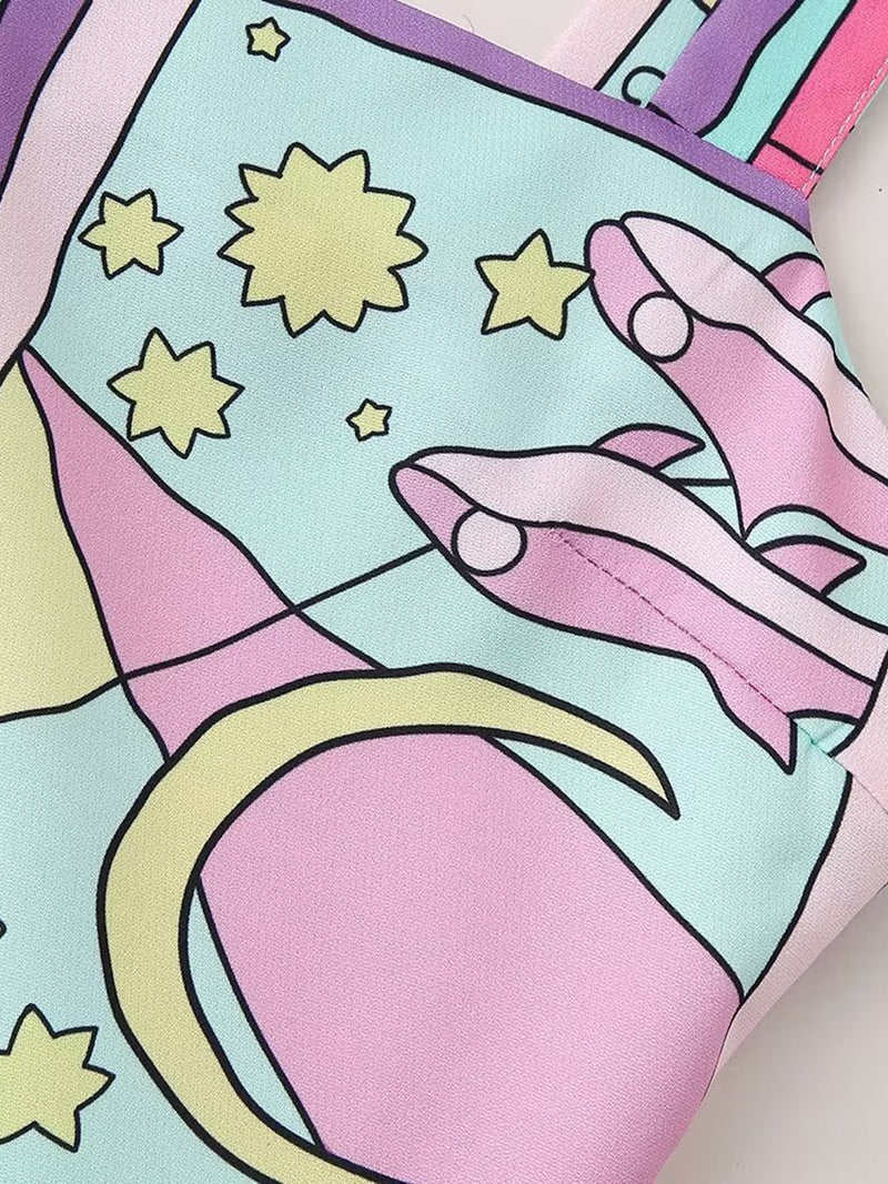 Graphic Print Slit Cami Dress