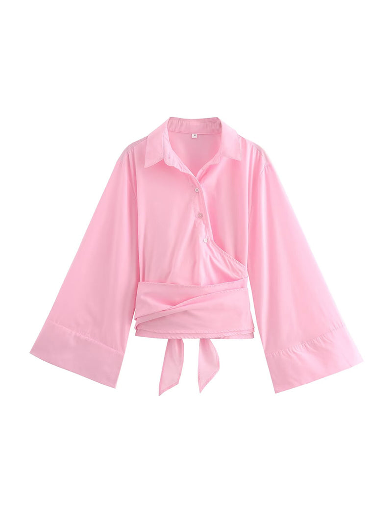 Wrap Bell Sleeve Blouse