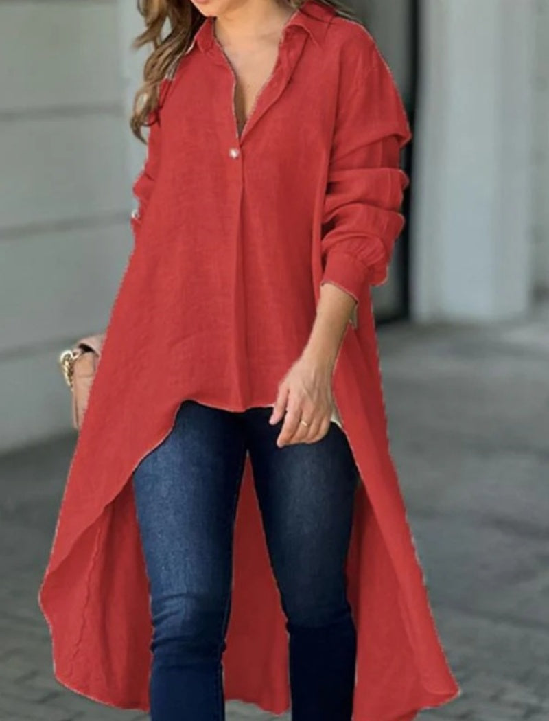 Oversized Asymmetric Shirt Tunic
