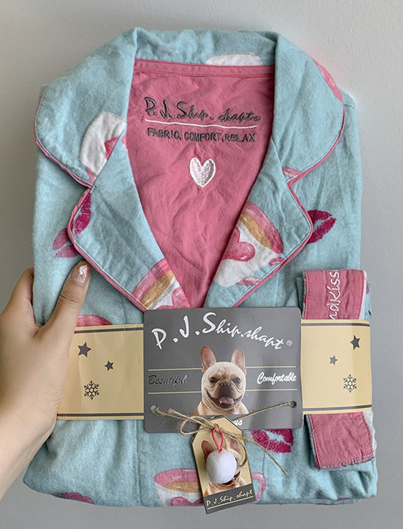 Printed Long Sleeve Pants Pajama Set