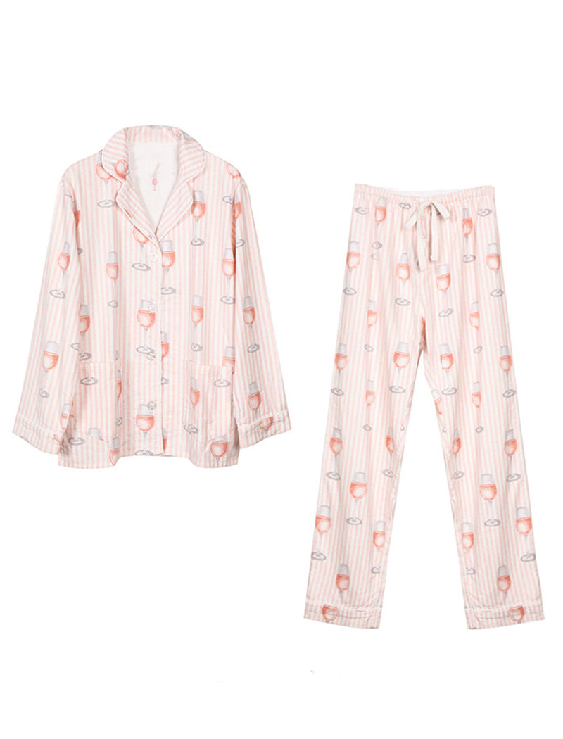 Festive Print Button-Down Pajama Set