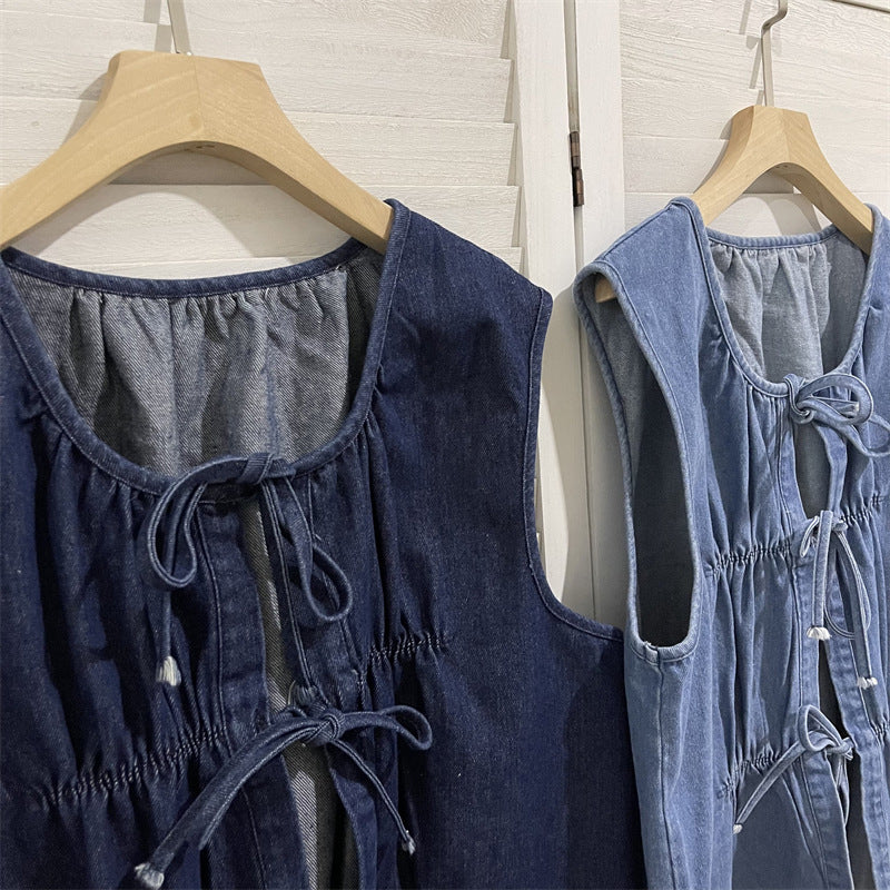 Lace-Up Denim Vest