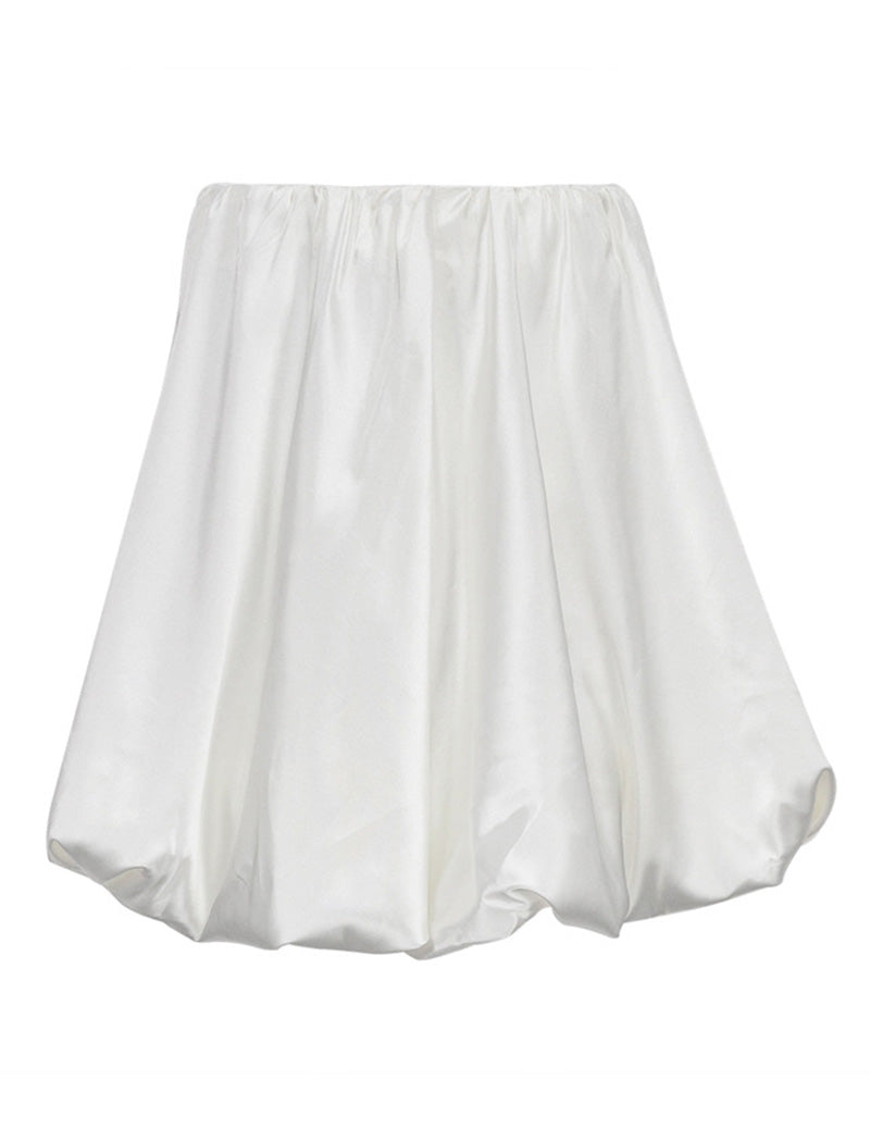 Satin Bubble Skirt with Elastic Waist