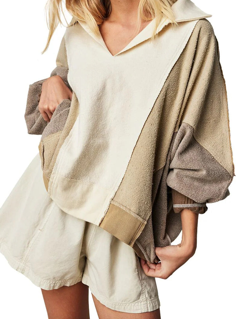 Patchwork Collar Pullover