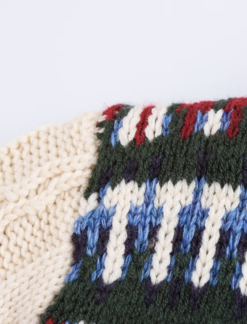 Jacquard Knit Panel Casual Sweater