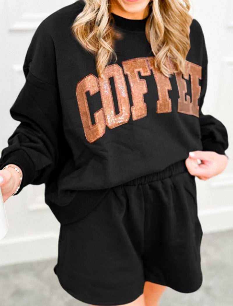 Letter Graphic Top and Shorts Set