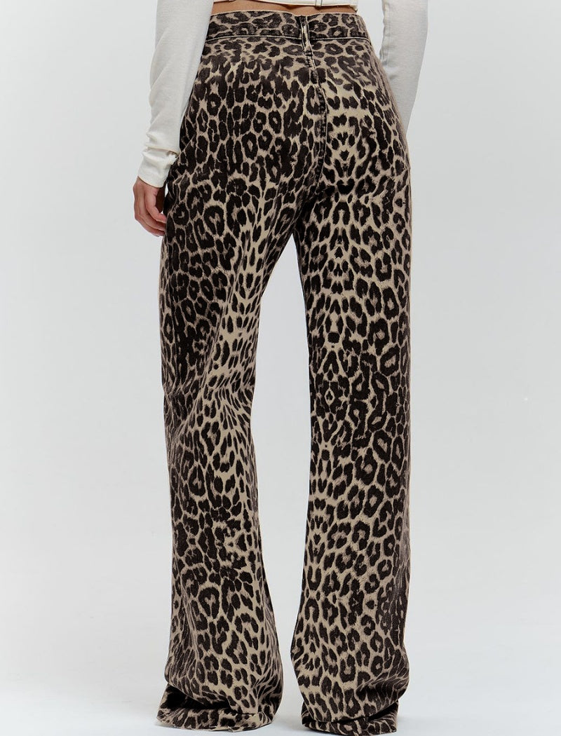 Leopard Print Wide-Leg Jeans