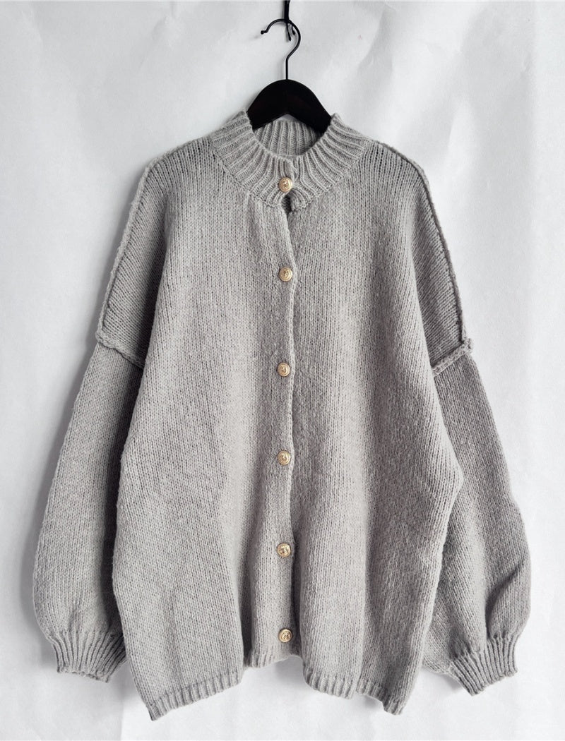 Button-Up Oversized Knit Cardigan