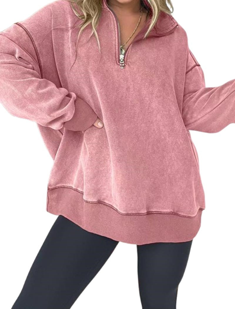 Relaxed Fit Half-Zip Top