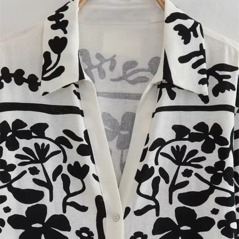 Floral Print Two-Piece Button-Up Set