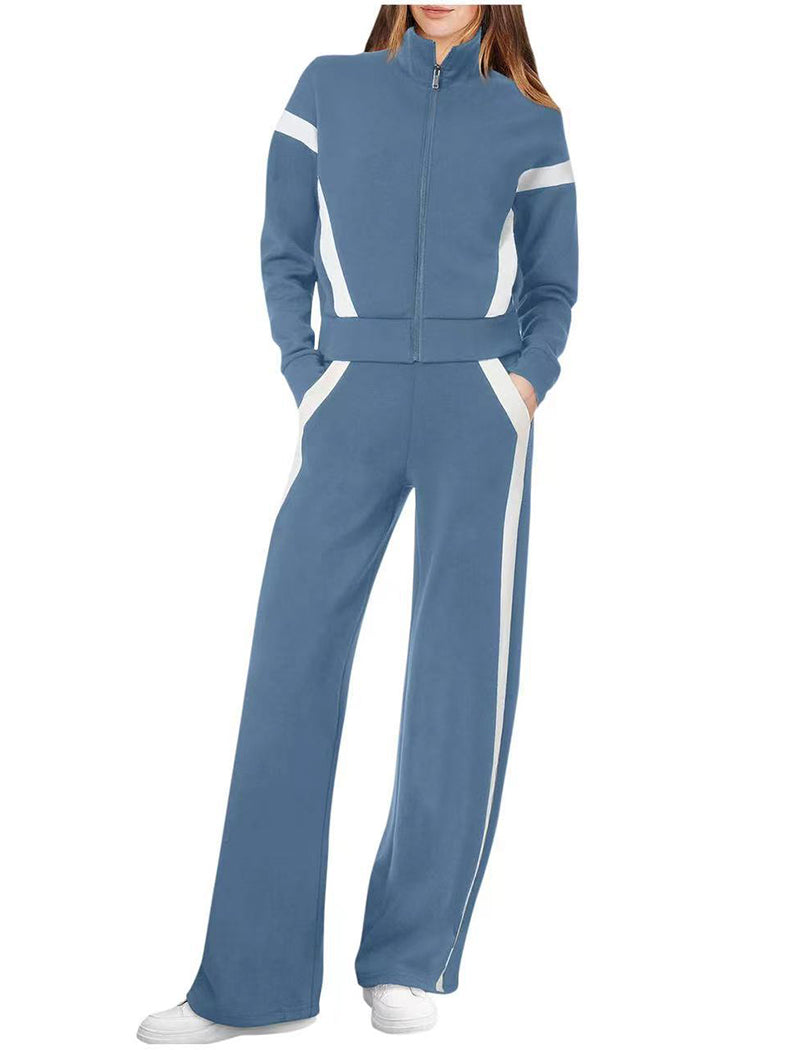 Zip-Up Track Suit with Stripe Detail