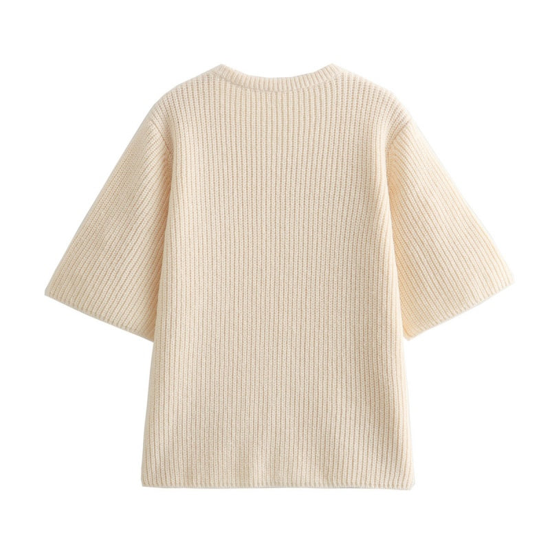 V-Neck Cherry Decor Knit Cardigan