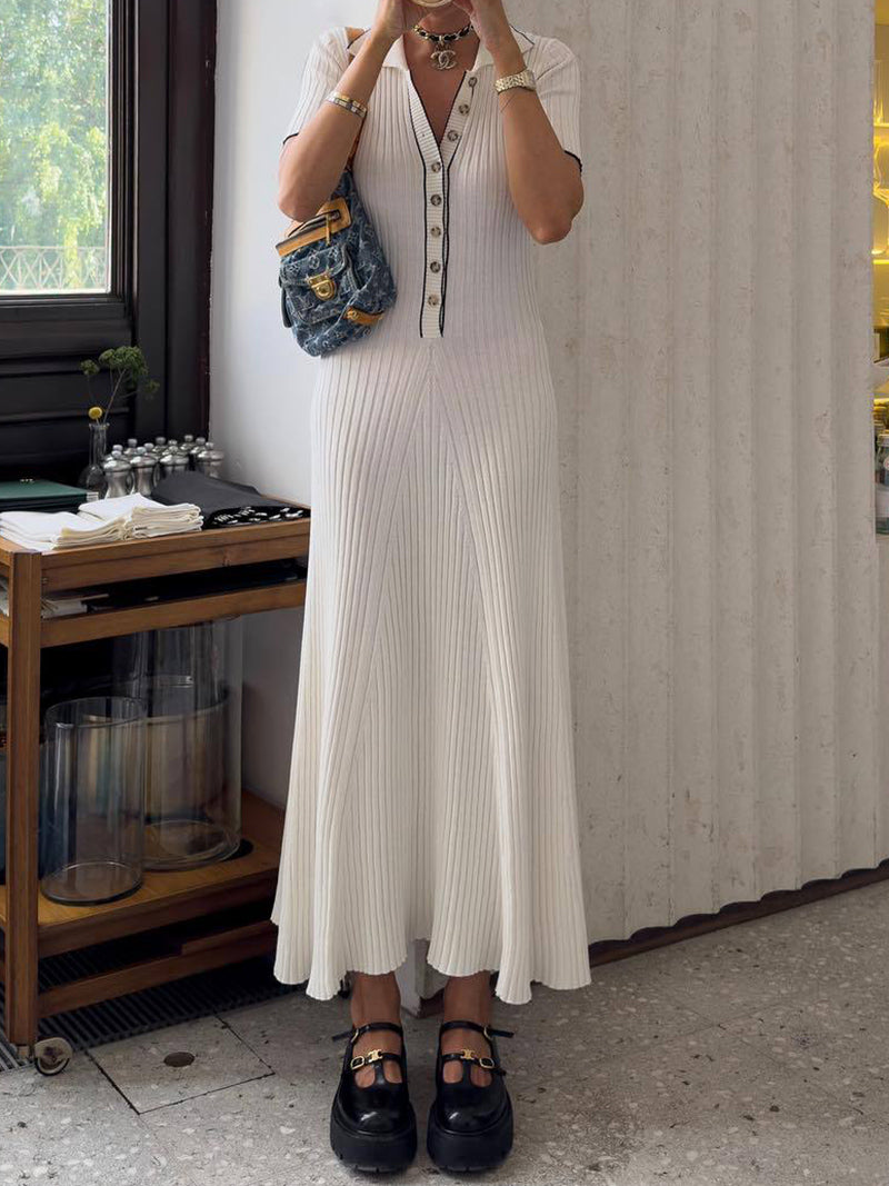 Button-Up Ribbed Maxi Dress
