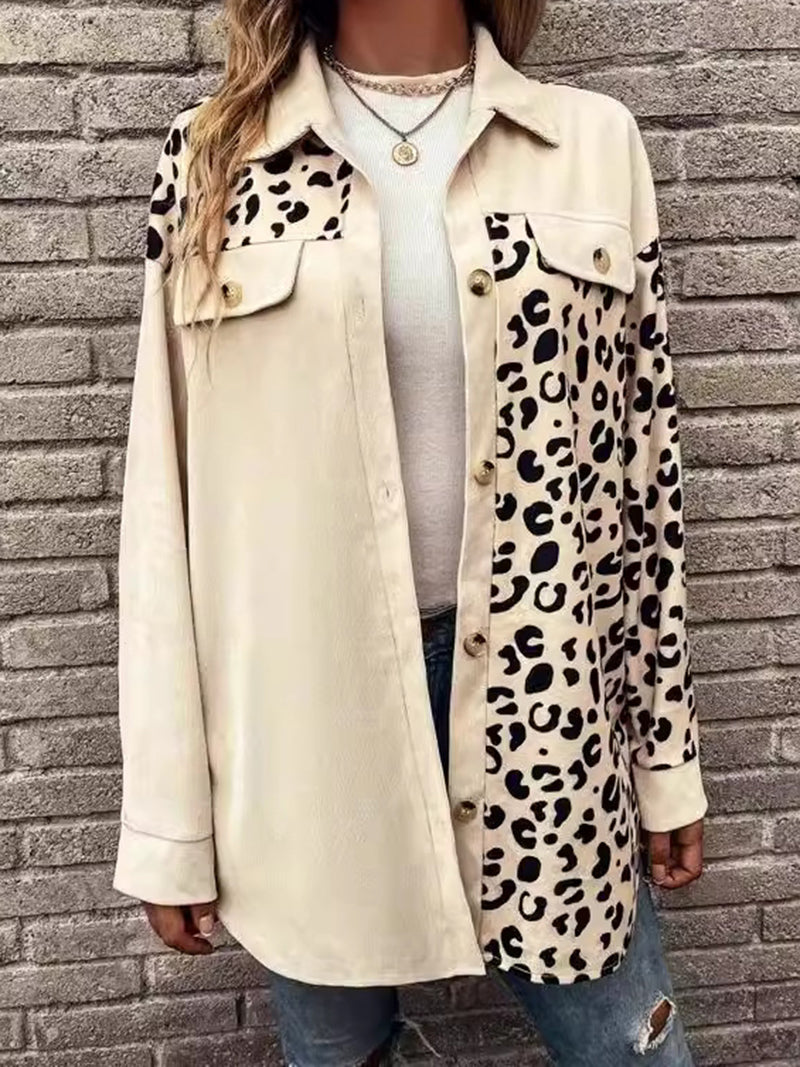 Leopard Print Patchwork Coat