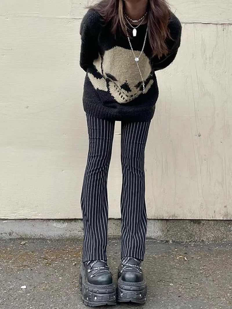 Oversized Skull Graphic Sweater