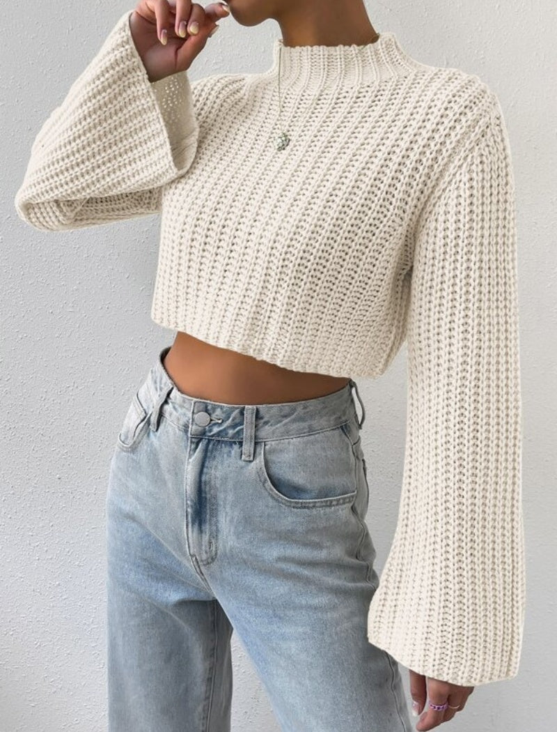 High-Waisted Short Bell Sleeve Sweater