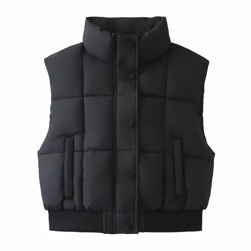 Stand Collar Button-Up Vest