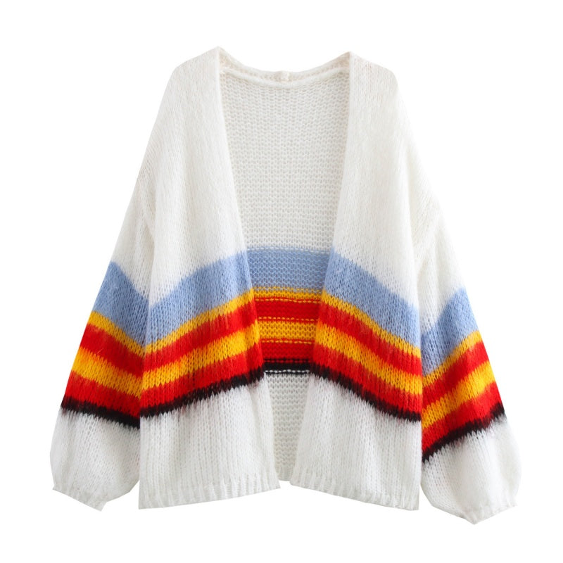 Multicolor Striped Chunky Cardigan