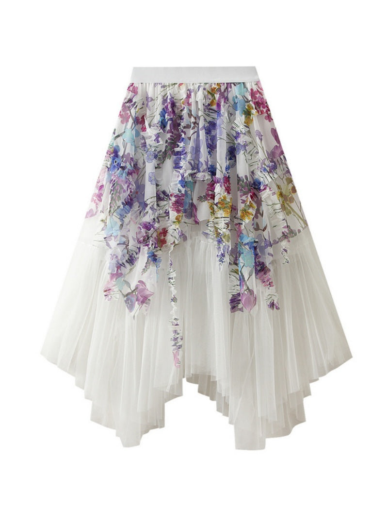 Floral Layered Asymmetrical Skirt