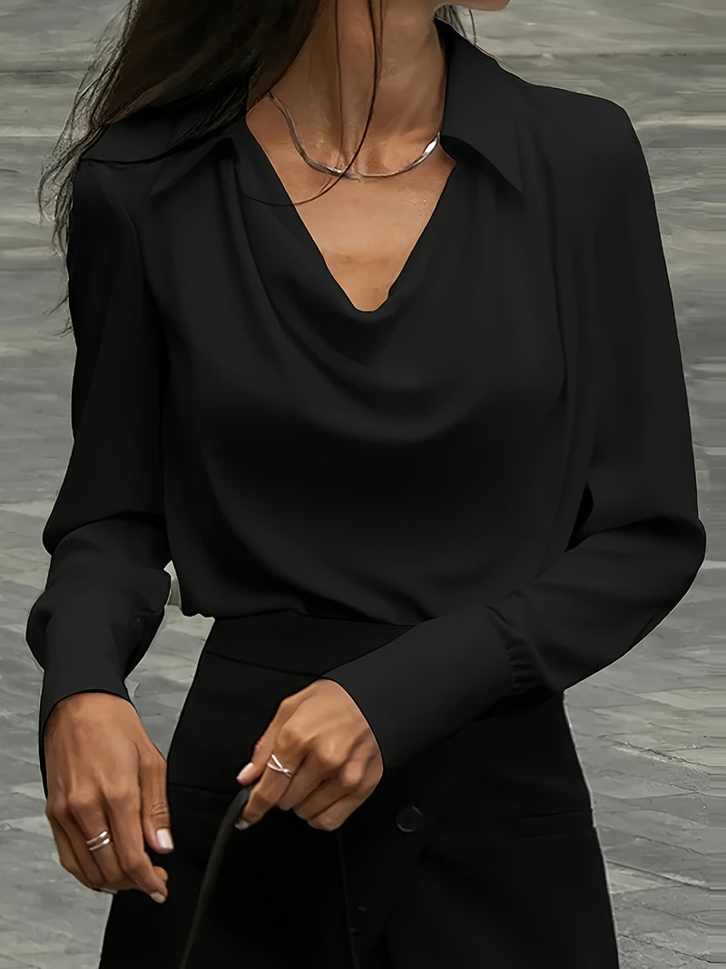Plunging Long Sleeve Blouse