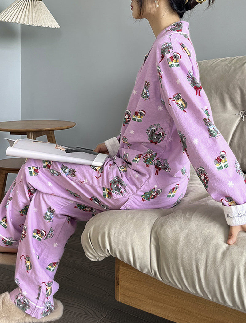 Printed Long Sleeve Pants Pajama Set
