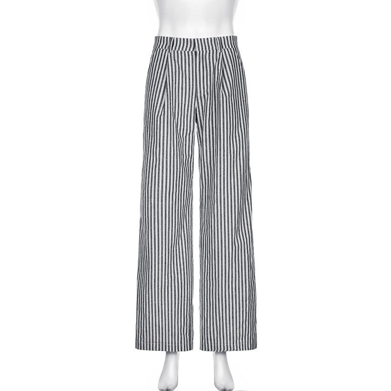 Striped Straight-Leg Casual Pants