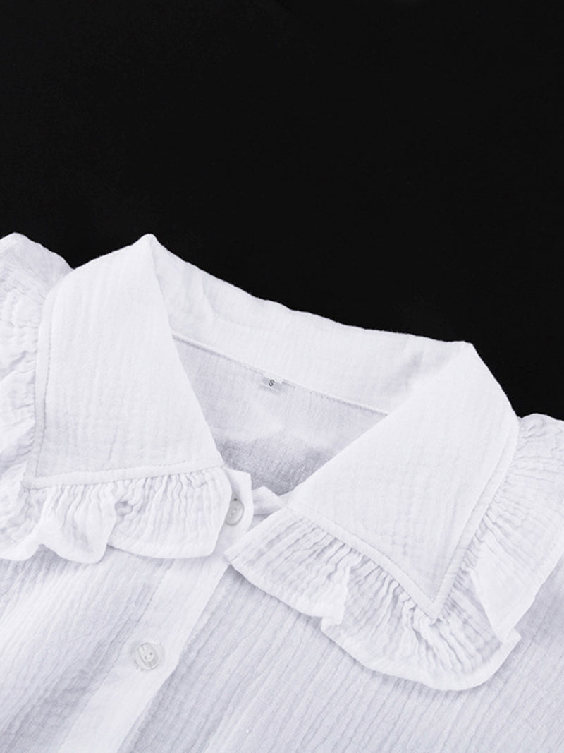 Ruffle Button-Up Blouse