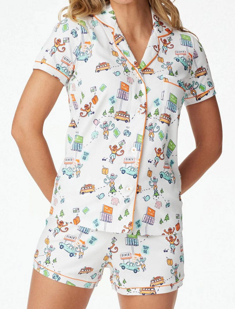 Cup Print Button-Down Pajama Set