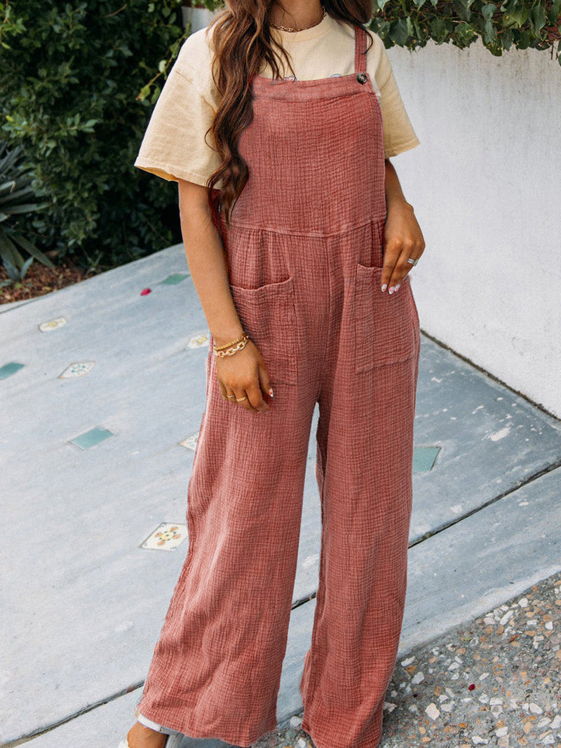 Wide-Leg Pockets Romper