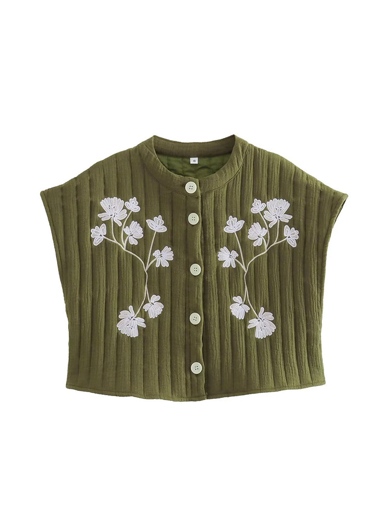 Floral Button-Front Vest