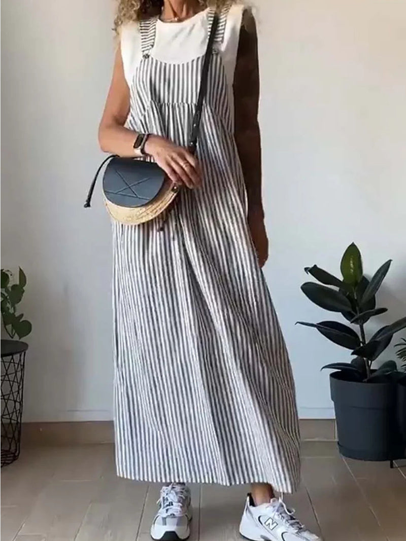 Striped Overall Maxi Dress
