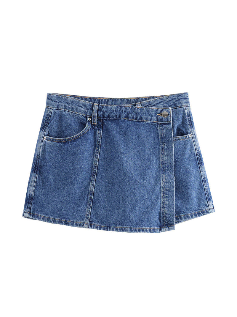 High-Waisted Denim Skort