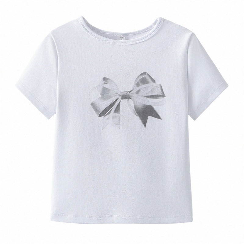 Bow Embellished Graphic Tee