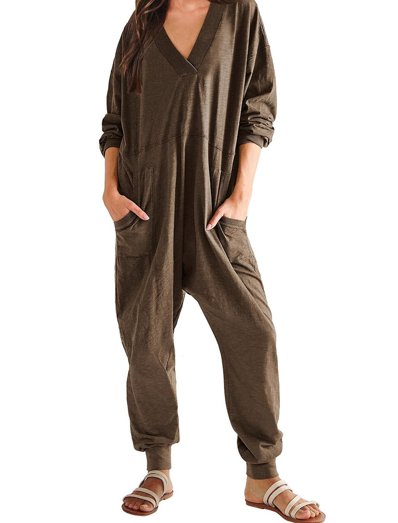 Relaxed Fit V-Neck Jumpsuit