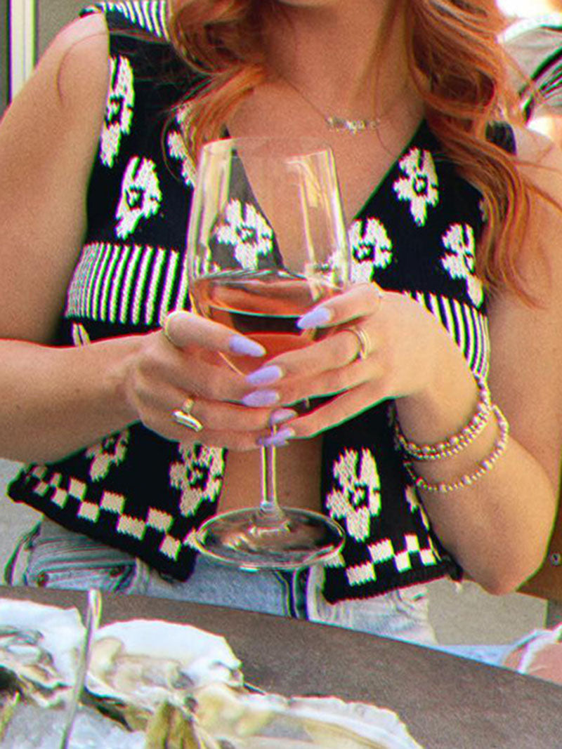 Floral Pattern Cropped Vest