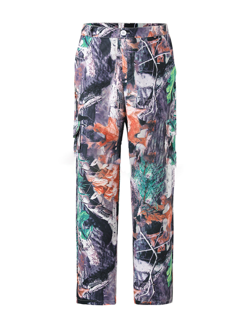 Camouflage Cargo Pants with Drawstring Waist