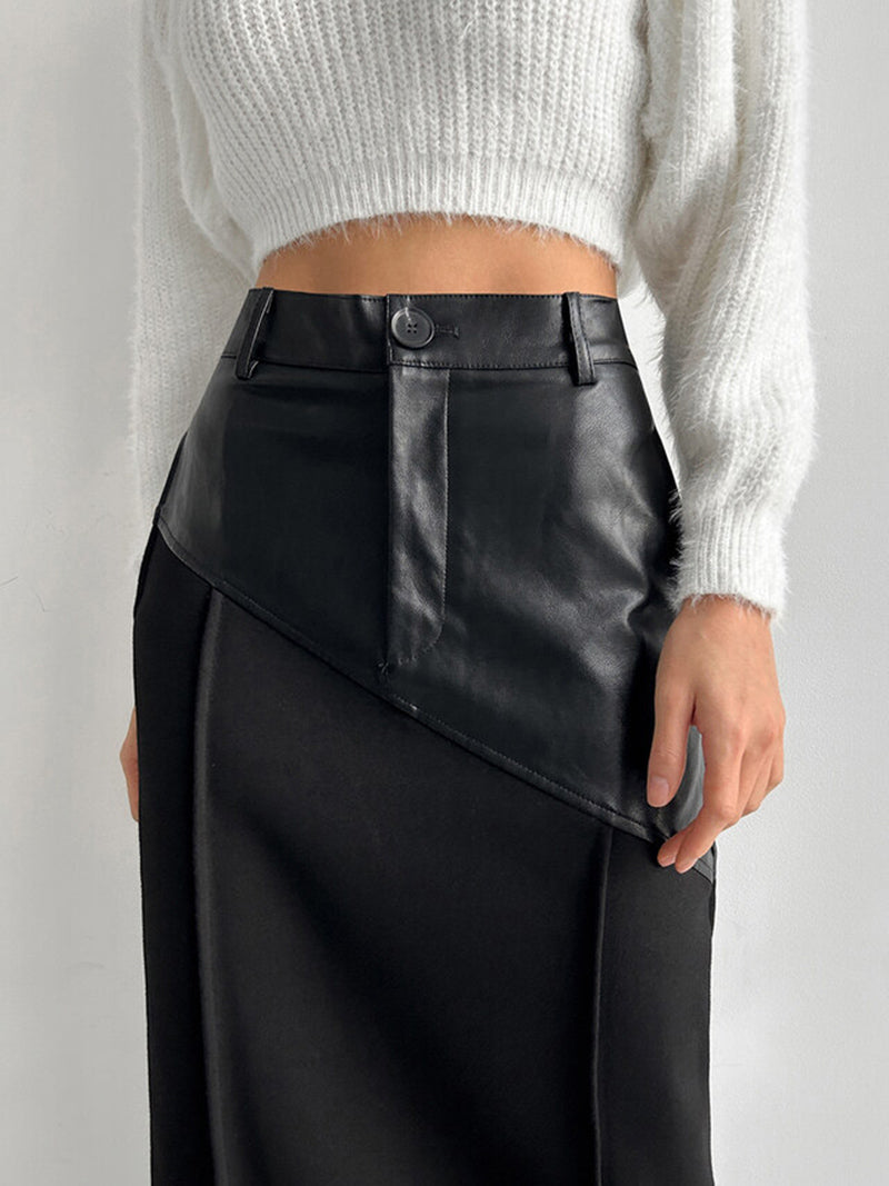 Asymmetrical Patchwork Midi Skirt